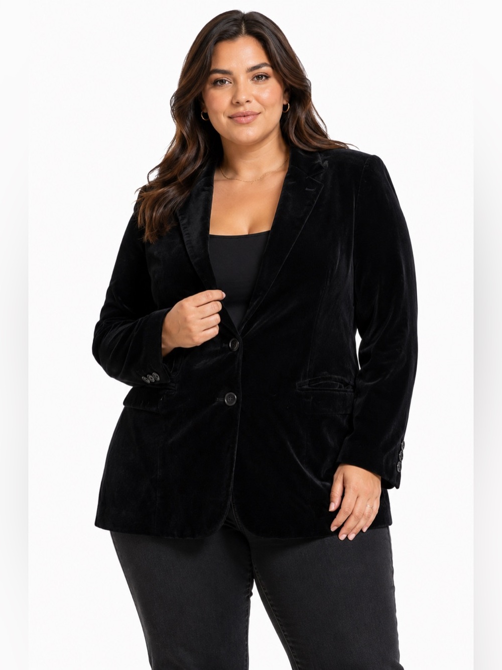 90s Vintage Japanese Velvet Blazer (Black) Size Large